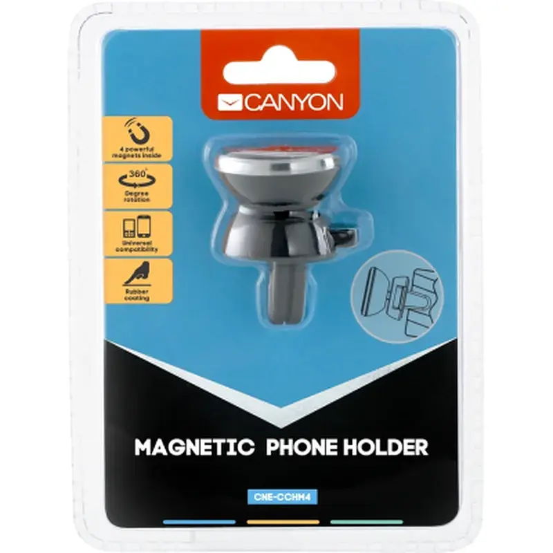 Універсальний автотримач Canyon Car air vent magnetic phone holder with button (CNE-CCHM4) - фото 5