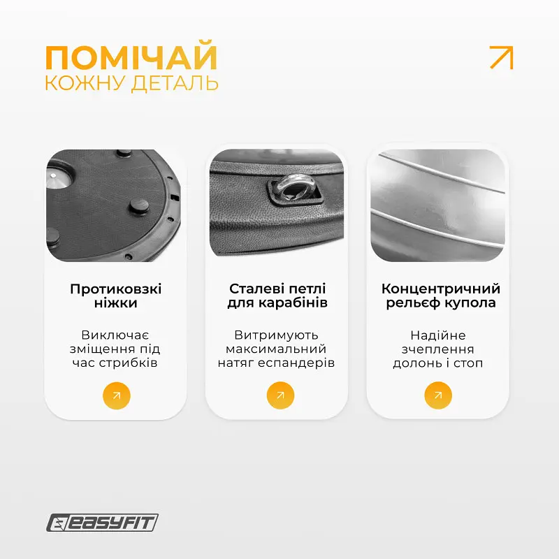 Балансувальна платформа EasyFit BOSU 60 см Сірий - фото 4