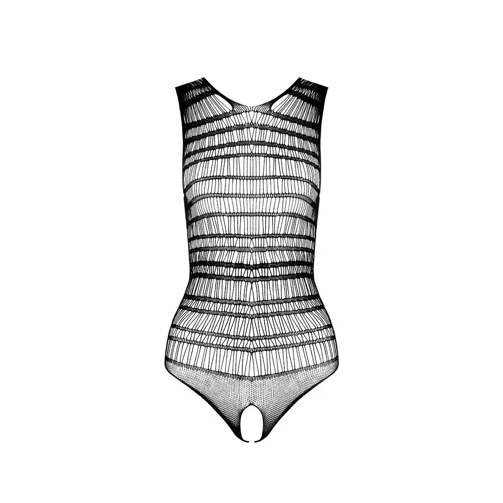 Бодістокінг з доступом Passion BS086 black, вертикальна сітка, виріз на спинці - фото 5