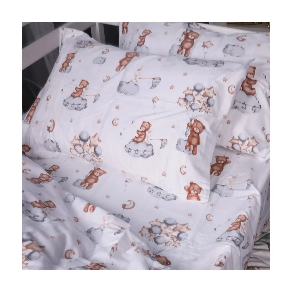 Постільна білизна MirSon 010 Teddy ballons Фланель 2 x 160 x 220 Сімейний Євро (2200009654145) - фото 4