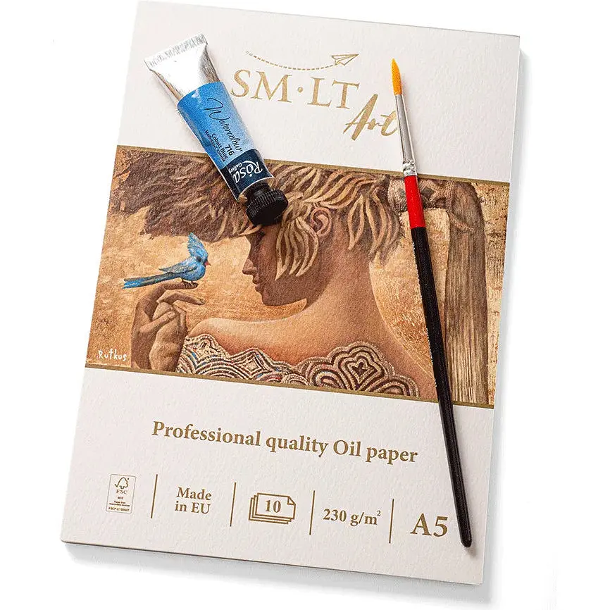 Склейка для масла SM-LT Art Pro Create 230 г/м² белая льняная бумага 10 листов - фото 2