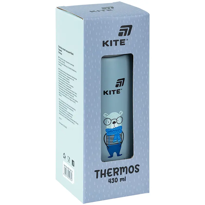 Термос с кнопкой Kite Hot style серый 430 мл (K25-1221-3) - фото 4