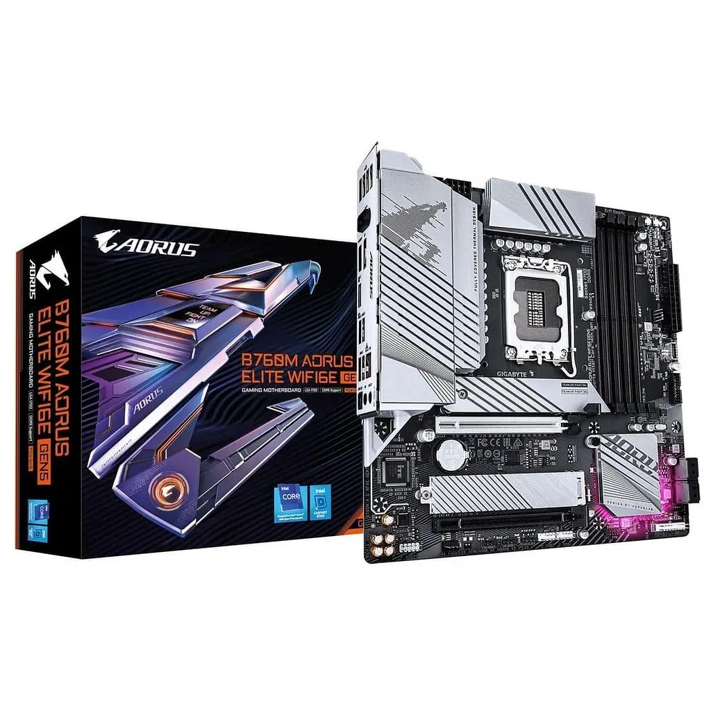 Материнська плата GIGABYTE B760M AORUS ELITE WIFI6E GEN5 (B760M AORUS ELITE WIFI6E GEN5) (Socket 1700, Intel B760, Micro-ATX) - фото 4