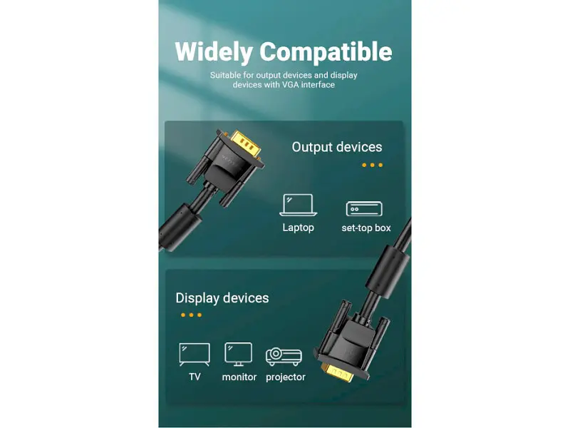 Кабель Vention VGA to VGA 1.5m Black (DAEBG) - фото 9