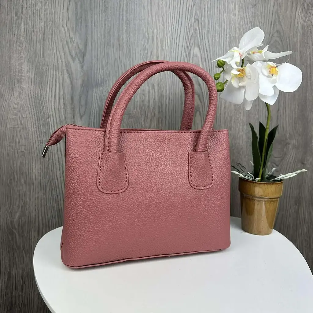 Сумка жіноча через плече стильна рожева з ведмедиком (1292Р) - фото 6