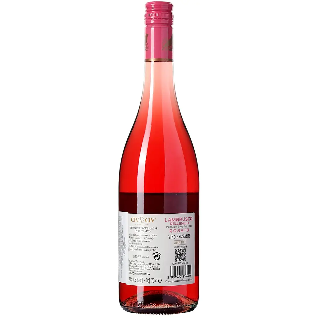 Вино напівігристе Civ&Civ Lambrusco dell'Emilia Rosato Amabile напівсолодке рожеве 0.75 л - фото 4