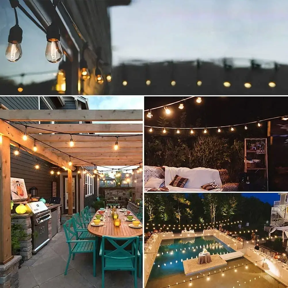 Светодиодные фонари Svater Outdoor, 128FT Festoon Lights Powered by Electrical S14 Garden - фото 5