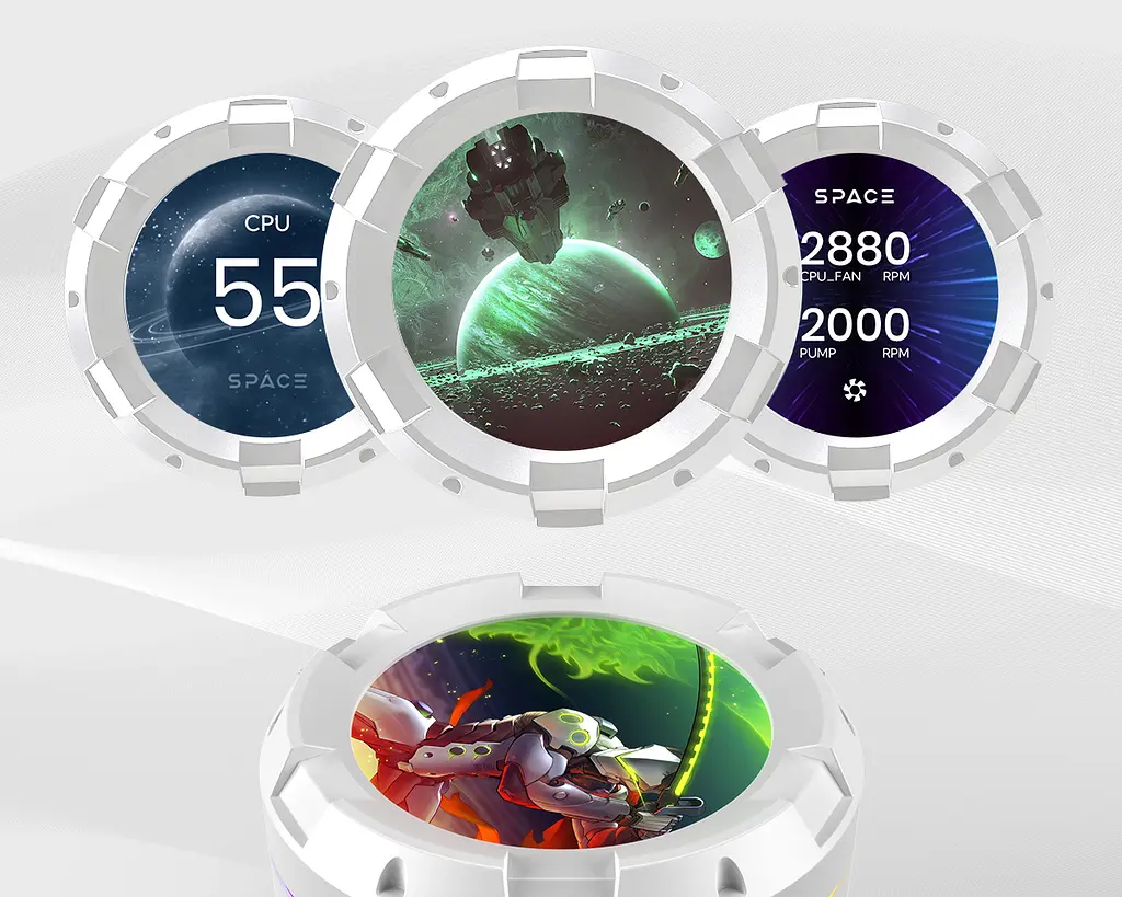 Система водяного охлаждения ID-Cooling Space LCD SL360 White - фото 9