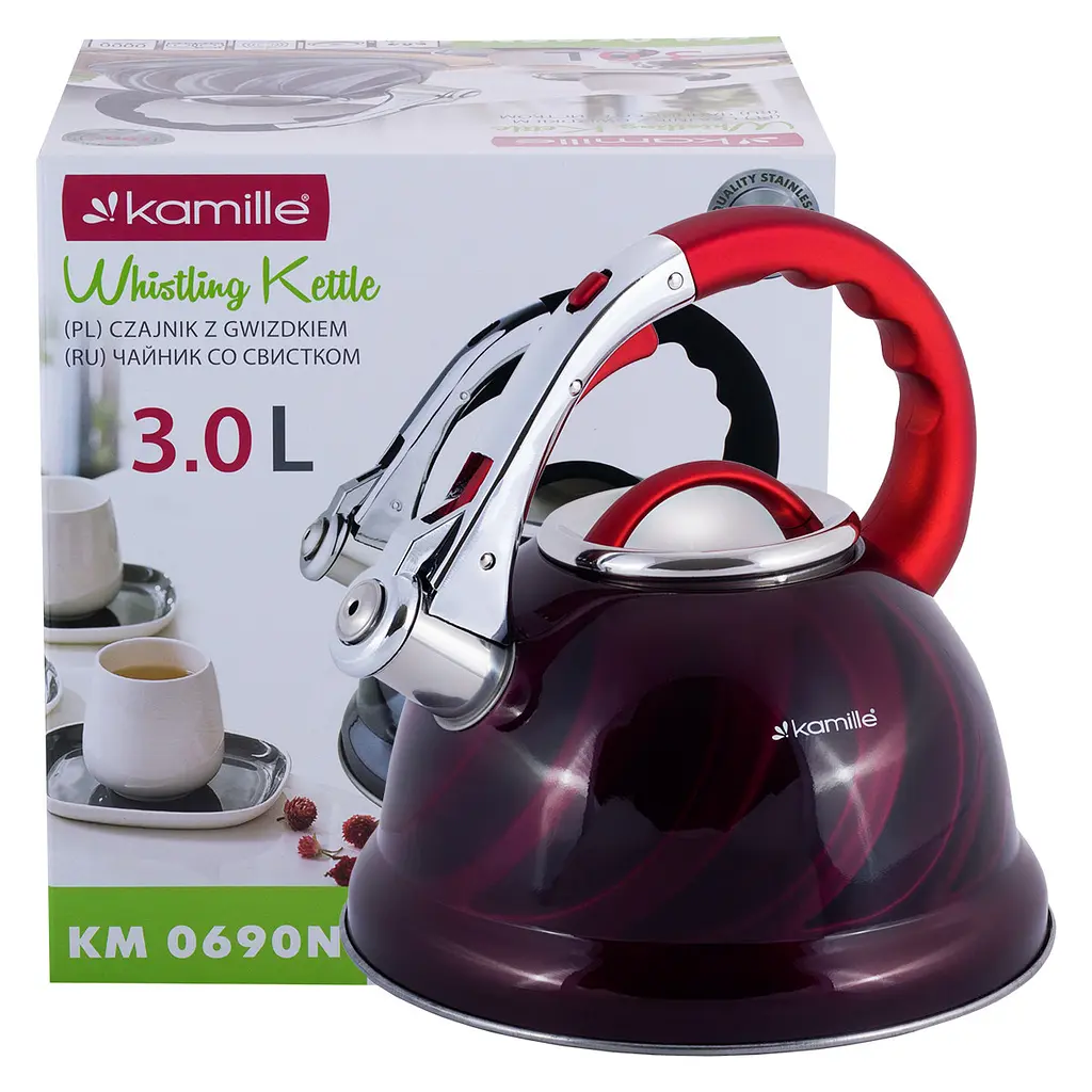 Чайник із свистком Kamille KM-0690N 3 л червоний - фото 5