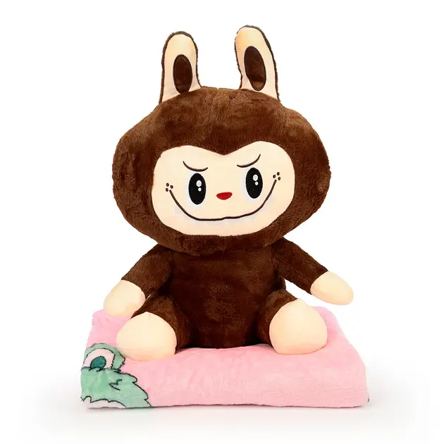 Мягкая игрушка-плед и подушка 3 в 1 Лабубу 50 см Коричневый Colorful Home LAB2BR - фото 2