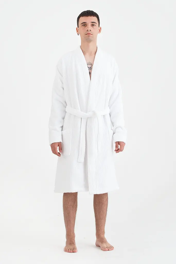 Халат-кимоно unisex Lotus Home - Bold Microcotton white махровый XL - фото 2