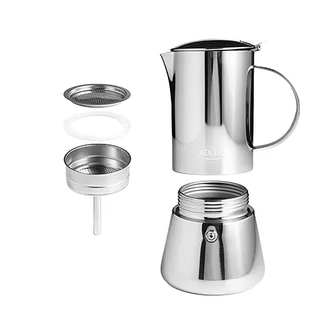 Кофеварка гейзерная Adler AD 4417 620 мл до 10 чашек нержавеющая сталь для всех типов плит - фото 6
