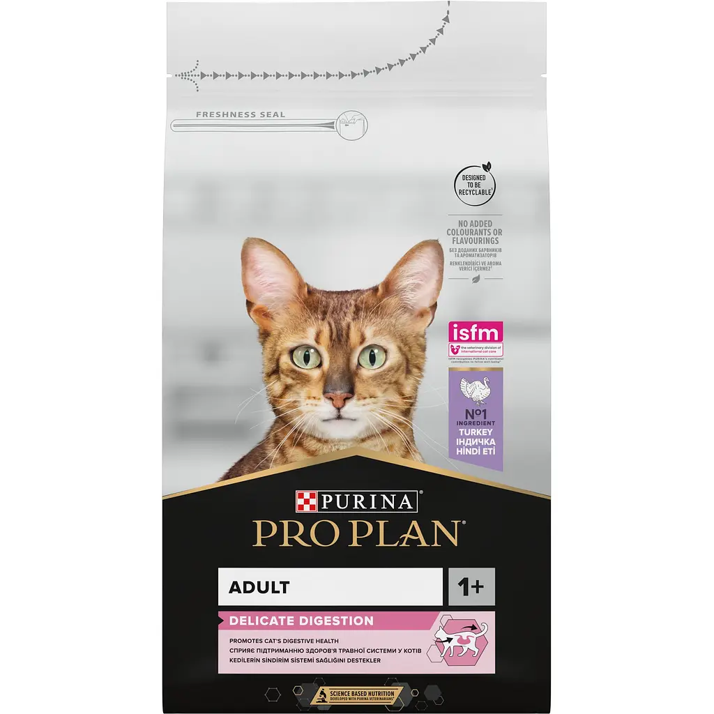 Сухой корм для котов с чувствительным пищеварением Purina Pro Plan Adult 1+ Delicate Digestion с индейкой 1.5 кг (12371117) - фото 2