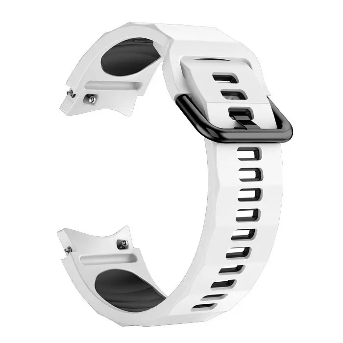 Ремешок для Samsung Galaxy Watch 5 44mm - бело-черный ширина крепления 20мм силикон размер L Watchbands Ribbed (W11-6WB12244133) - фото 2