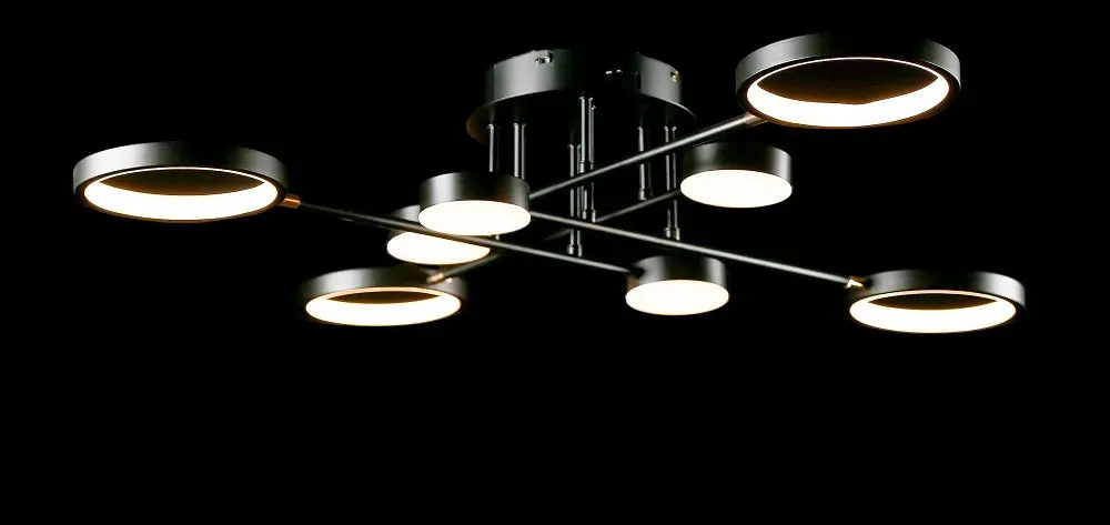 Світлодіодна люстра Splendid Ray L77020/4+4 LED (BLK), чорний, білий, 58 Вт, від 25-35 м² - фото 2