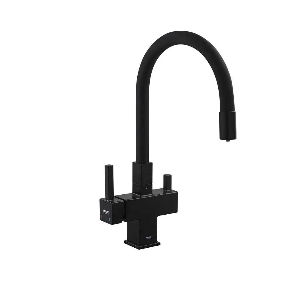 Смеситель для кухни на две воды Koer KB-72023-05 KR5009 Черный матовый - фото 10