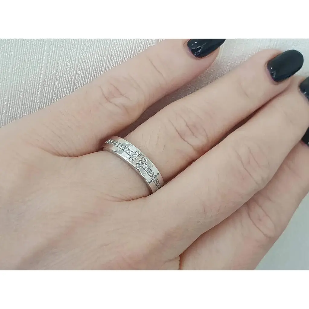 Срібне кільце Агні ТАНДЕМ з фіанітами. 1607/1Р-CZ 18 - фото 2