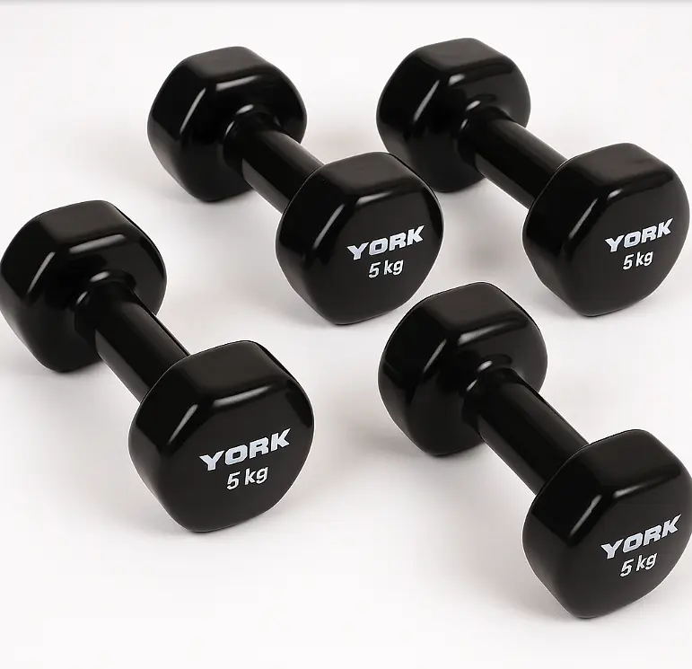Гантелі для фітнесу вінілові круглі York Fitness 2х5кг чорний - фото 4