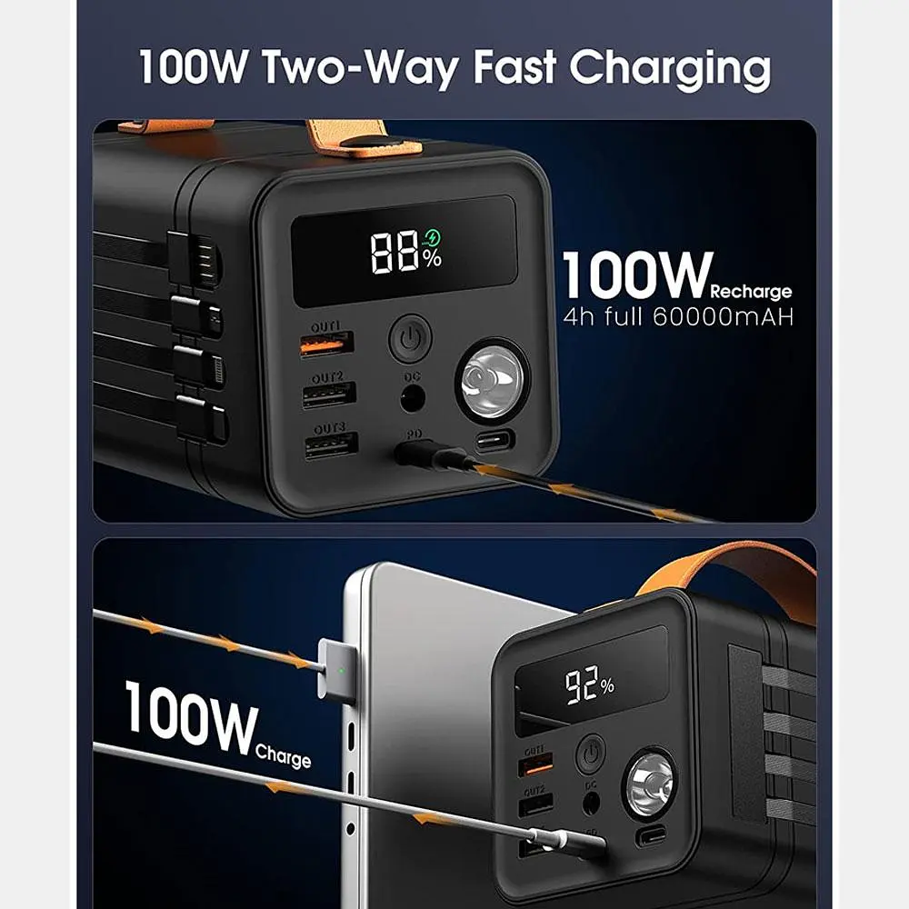 Batterie portable - batterie externe XO PR204 60000mAh 100W noire - фото 5