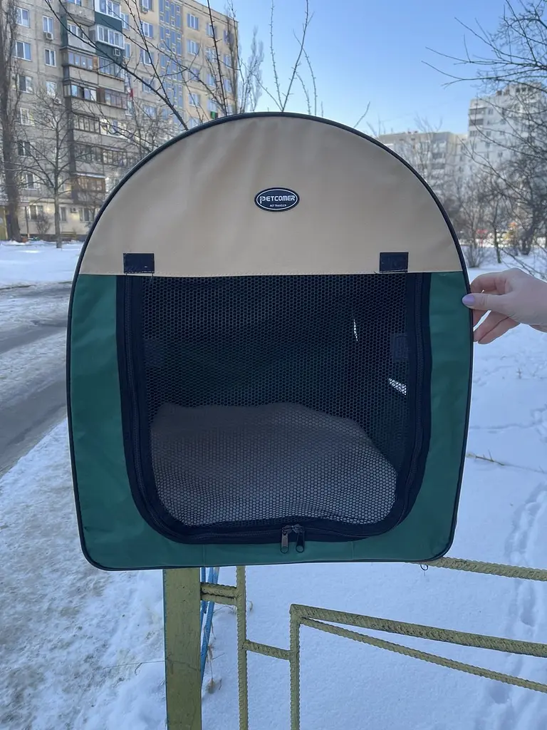 М'яка клітка-переноска для собак SenFul Pet Soft Crate SDT3008 Green з флісовим килимком та чохлом - фото 4