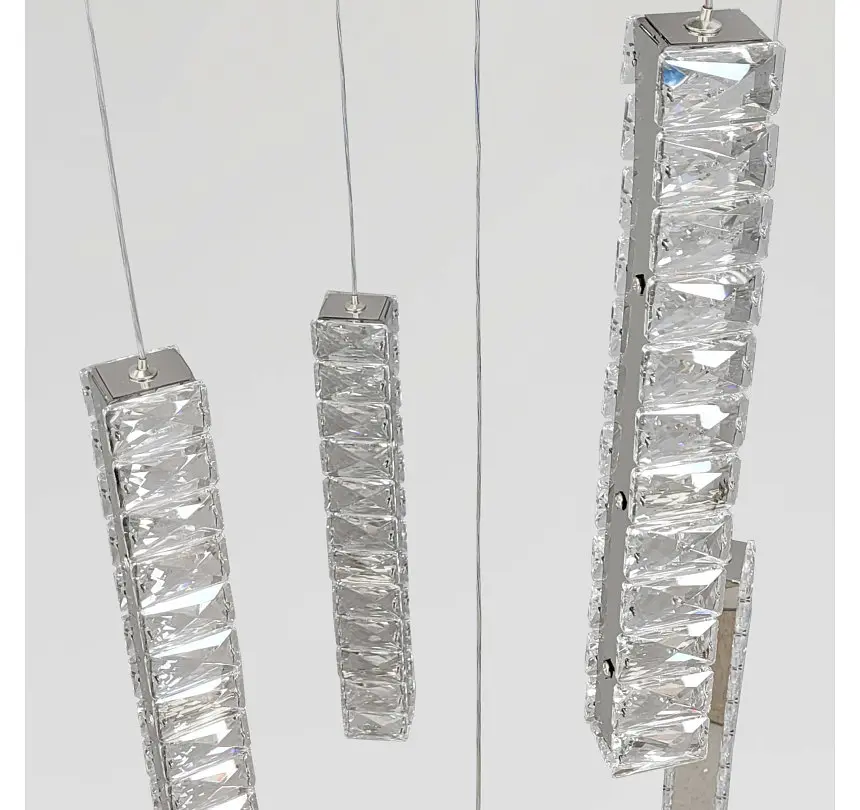 Каскадна хромована LED люстра Artlight 622/5CH на 5 прозорих кришталевих підвісів 95W - фото 3