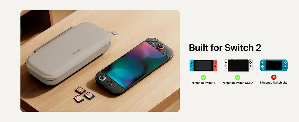 Belkin Чохол із аккумулятором 10000мА·рік для Nintendo Switch 2, Charcoal - фото 4