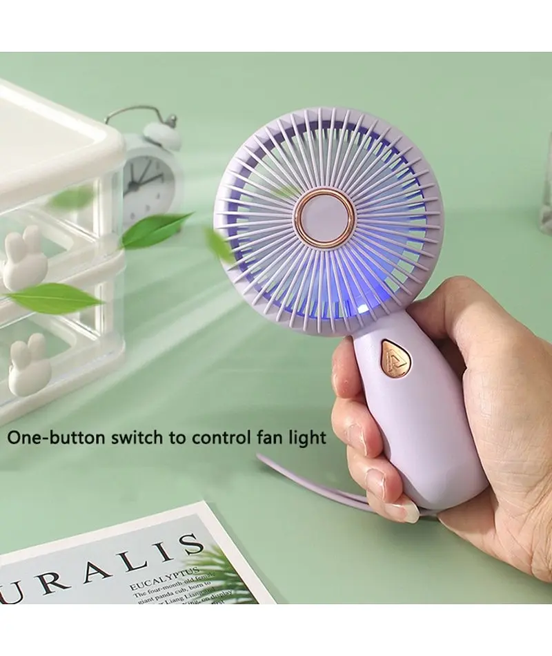 Вентилятор ручний акумуляторний Mini Fan ZB103 Бузковий - фото 2