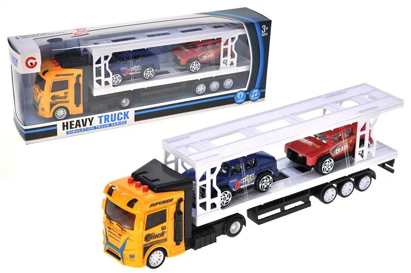 Іграшковий автовоз з машинками інерційний світлозвукові ефекти Heavy Truck 99A6-1C в коробці р.35x6,5x12 см YG Toys