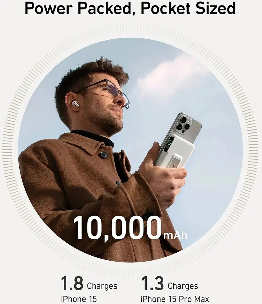 Універсальна мобільна батарея Anker MagGo 10000mAh 27W White (A1654G21) - фото 6