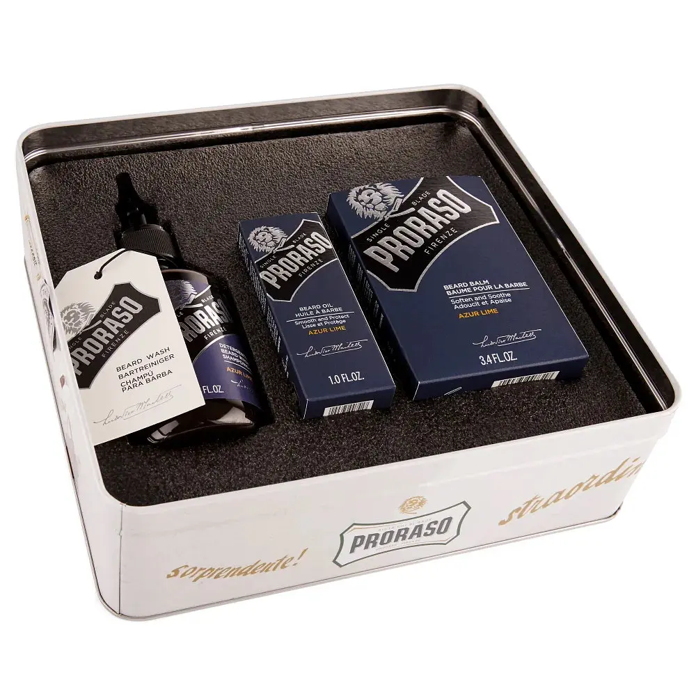 Подарунковий набір для бороди Proraso Azur Lime Beard Kit (balm/100ml + ѕһамр/200ml + oil/30ml) - фото 2