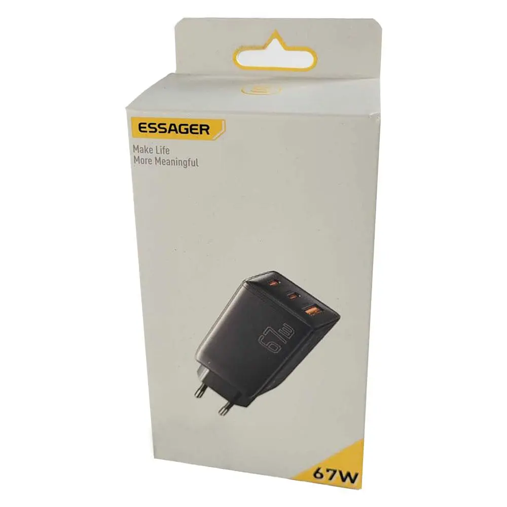 Мережевий зарядний пристрій EssagerDIANYUN 67W GaN travel charger 2C+A чорний - фото 2