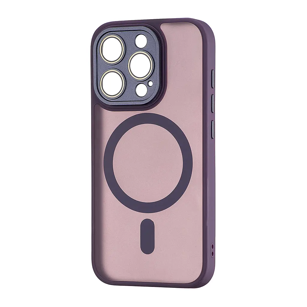 Чохол Silicone Matte Case Protected Camera with MagSafe iPhone 15 Pro Purple