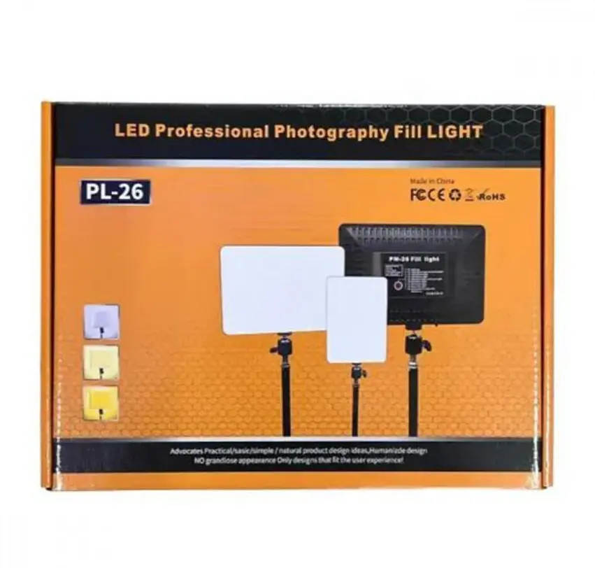 Студійне відеосвітло 15W LED PL-26 лампа панель для фото та відео з регулюванням яскравості 2700К-6500К 23x16 см від USB + штатив 210 см - фото 5