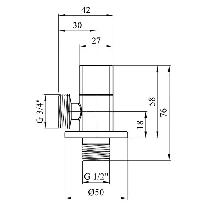 Кран приборный угловой Karro KR-03123 New латунь 1/2"х3/4" Хром 30412 - фото 2