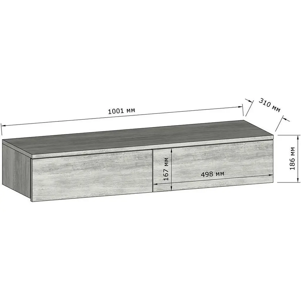 Столик туалетний підвісний Moreli T-226 дуб аппалачі 1000x186x310 мм (mo-t226-apalachi) - фото 2