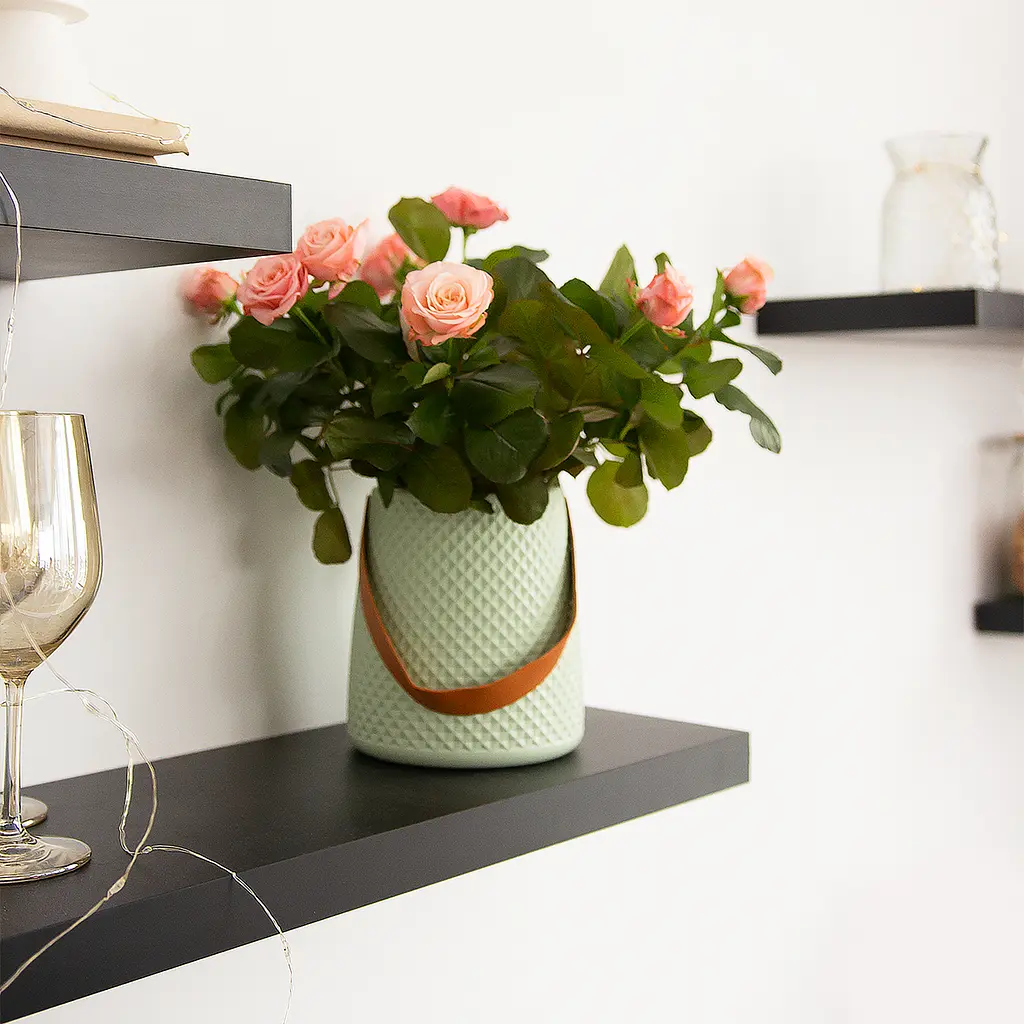 Ваза декоративна МВМ My Home, 17,5 см, оливкова (DH-FLOWERS-10 OLIVE) - фото 3