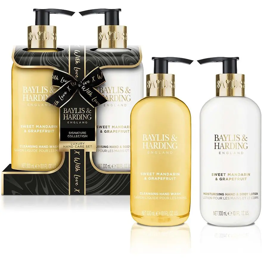 Подарунковий набір для догляду за руками Baylis & Harding Sweet Mandarin & Grapefruit: Рідке мило 300 мл + Лосьйон для рук та тіла 300 мл - фото 2