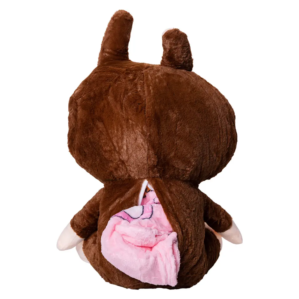 Мягкая игрушка-плед и подушка 3 в 1 Лабубу 50 см Коричневый Colorful Home LAB2BR - фото 8