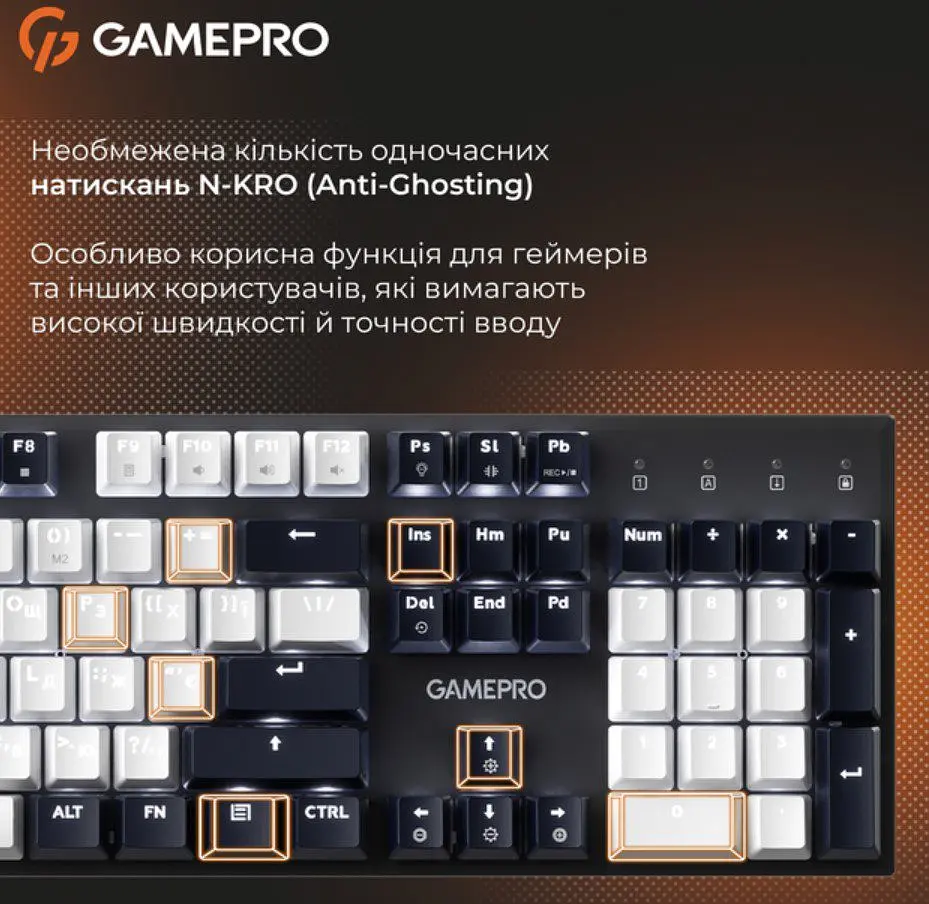 Клавиатура игровая механическая GamePro MK-144-B Hot-Swap Outemu Red Switch USB Black-White - фото 13