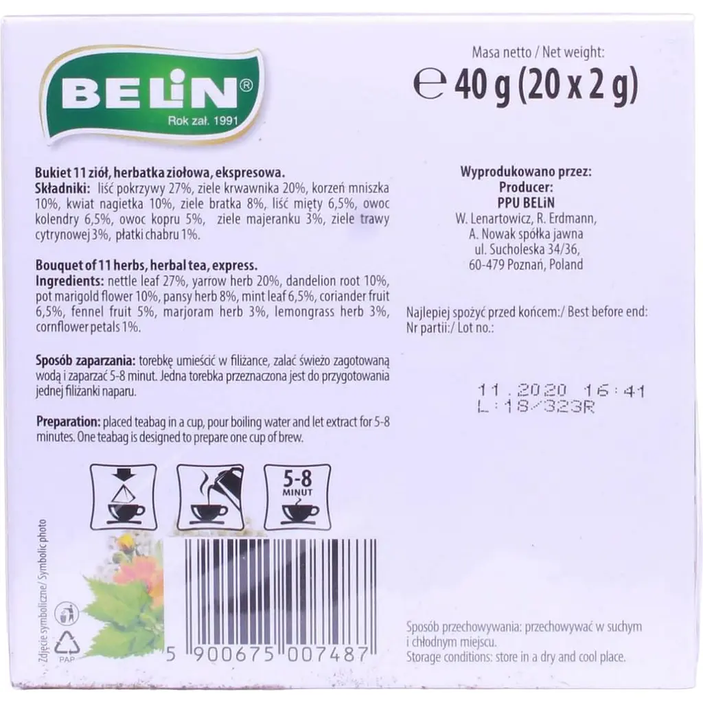 Чай трав'яний Belin Букет 11 трав, 40 г (20 шт. по 2 г) (775634) - фото 2