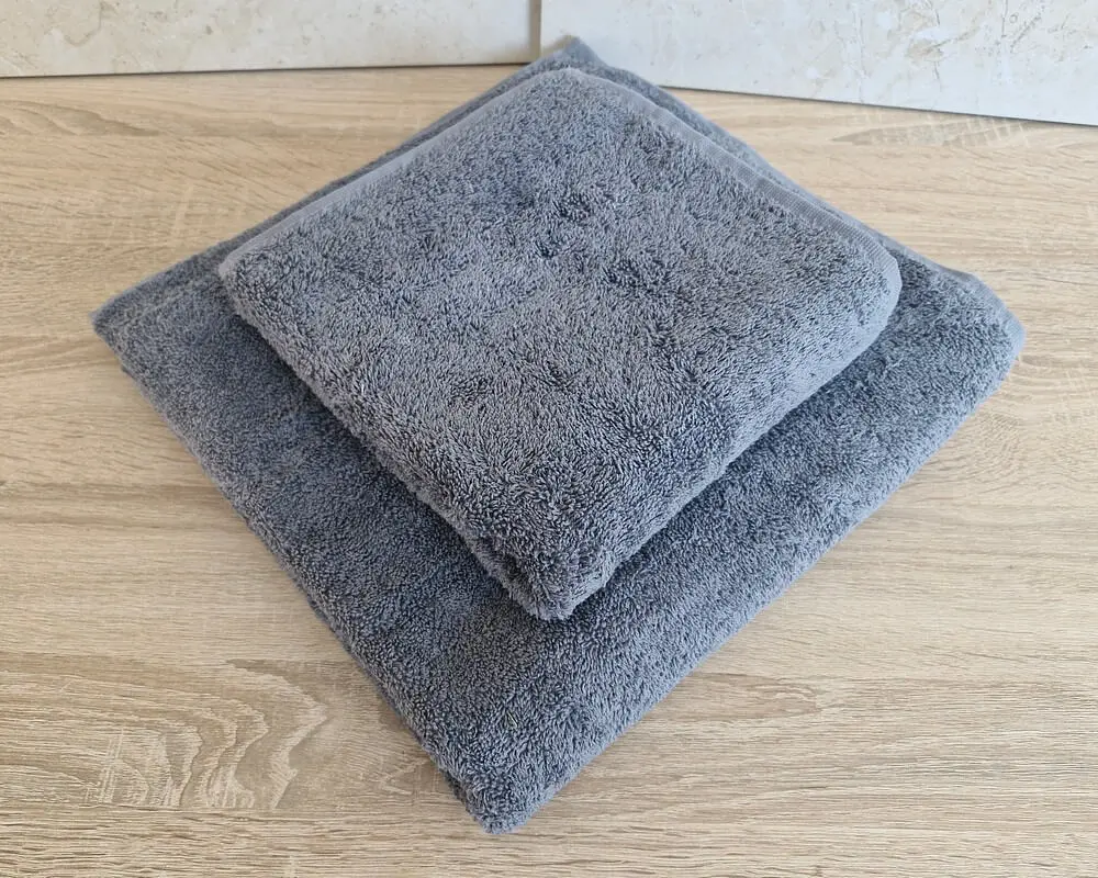 Набір турецьких махрових однотонних рушників Gulcan 50х90+70х140 сірий Grey щільність 480 г/м2 петля 16/1 - фото 2