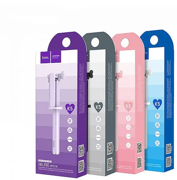 Селфі монопод Hoco K5 дротовий тримач Selphie stick білий - фото 5