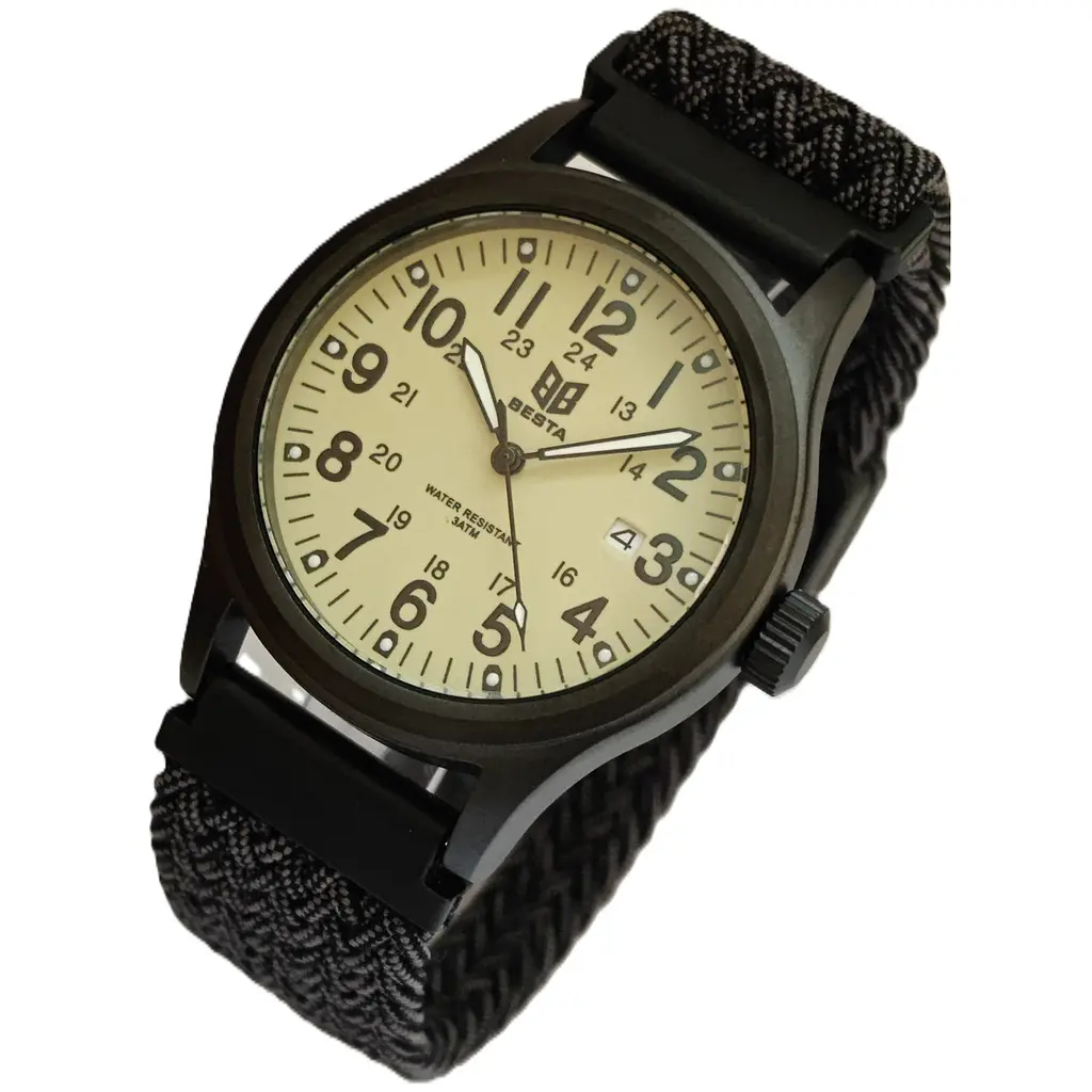 Наручний годинник чоловічий BESTA Command Green Nylon 2 ремінці Чорний (3621) - фото 7