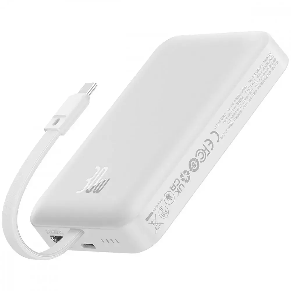 Універсальна мобільна батарея Baseus Magnetic Mini 10000mAh, 30W White (P1002210B223-00) - фото 2