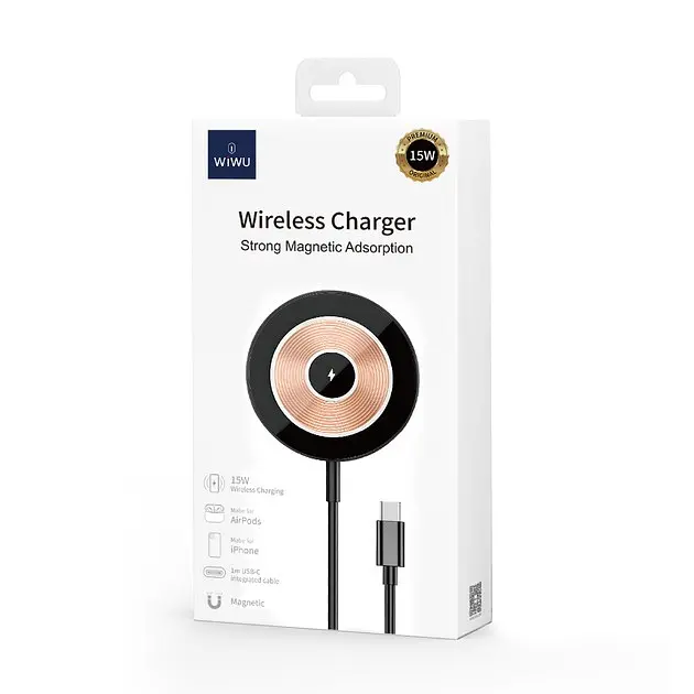 Беспроводное зарядное wiwu Wi-W007 15 W Wireless charge magnetic attach черное - фото 2