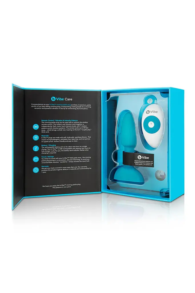 Анальная пробка B-Vibe Rimming Plug Petite 12.4 см (бирюзовый) - фото 3