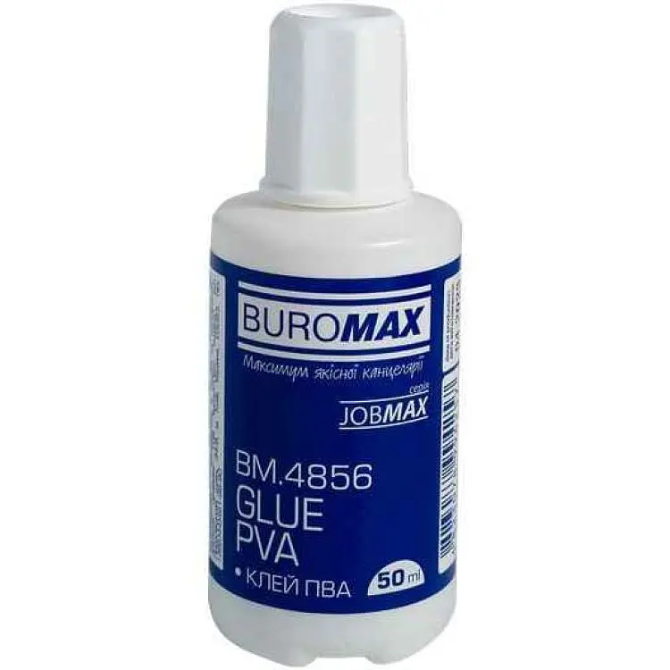 Клей BUROMAX 50мл ПВА JOBMAX, з пензликом BM.4856