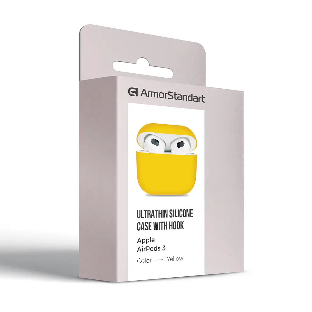 Силіконовий чохол для навушників Apple AirPods 3, Ultrathin Silicone Case, жовтий, захисний чохол, ультратонкий і легкий, захист від подряпин і пилу, м"який силікон, ArmorStandart (ARM60299) - фото 3