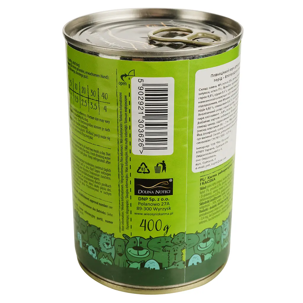 Влажный корм для собак Dolina Noteci Superfood с мясом оленя и утки 400 г - фото 3