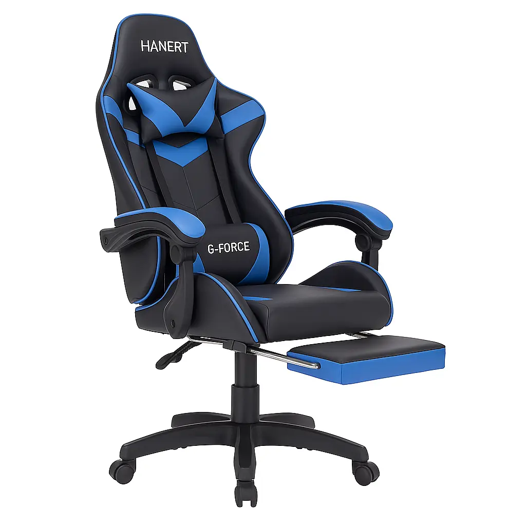 Крісло геймерське Hanert G-Force з підставкою для ніг Black/Blue - фото 2